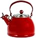 Calypso Basics by Reston Lloyd Harmonic Hum Whistling Teakettle with Glass Lid, 2.2-Quart, Red