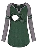 Larenba Women Raglan Sleeve Breastfeeding Shirt Color Block Nursing Tops