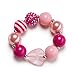 VCMART Glitter Heart Pendant Chunky Bubblegum Necklace and Bracelet Set Girls Valentines Day Gift