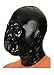AvaCostume Black Latex Rubber Catsuit Inflatable Hood Mask Open Nostril, L, Black