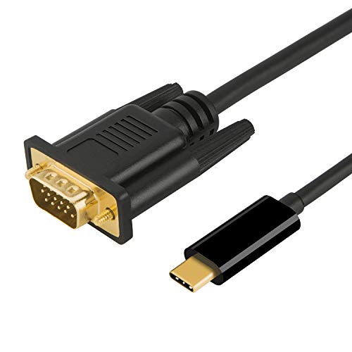 CableCreation USB C to VGA 6ft / 1.8M Cable [Thunderbolt 3 Compatible], Compatible with MacBook Pro 2019 2018, iPad Pro 2019 2018, Surface Book 2, XPS 15 13, Yoga 920 910, Galaxy S10 S9