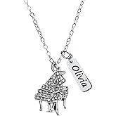 Personalized Engraved Piano Charm Necklace, Piano Pendant Necklace, Pianist Jewelry for Women,