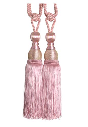 Inesun 1 Pair Tassels Curtain Tiebacks Home Decorative Window Drapery Ball Tassels Rope Holdbacks (Pink)