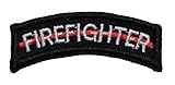 Firefighter Thin Red Line Tab Military Patch / Morale Patch - Multiple Colors (Black)