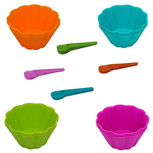 Buy 24 Piece Set of Disposable Plastic Mini Ice Cream Bowls and Spoons