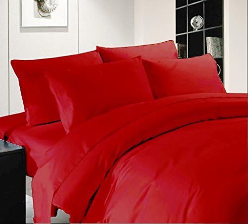 KP Linen New Brand Quality Hotel 550 Thread Count 100% Egyptian Cotton Queen Size 4pc Sheet Set With 10 Inch Deep Pocket, Red Solid
