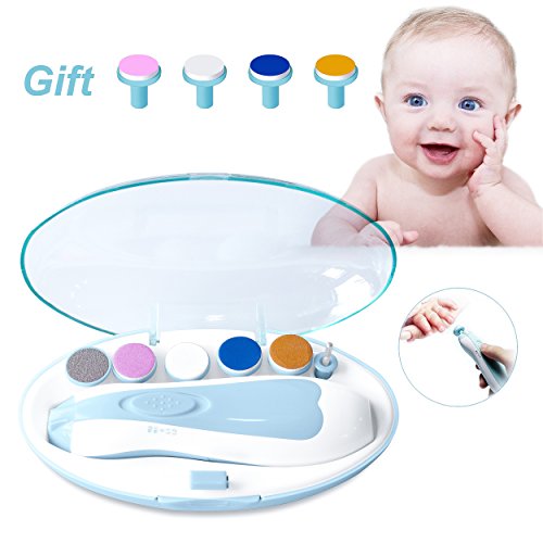 Jackisspro Baby Nail File Electric,Baby Nail Trimmer with 6 Grinding Heads Safe for Newborn Toddler Infant Kids or Women