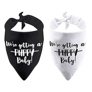 2 Pack We’re Getting a Puppy Baby Dog Bandana Pregnancy Announcement Baby Announcement Gift (Getting a Puppy Baby 2 Pack…
