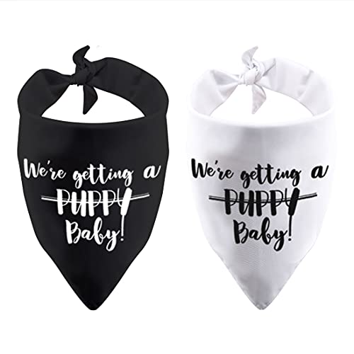 2 Pack We’re Getting a Puppy Baby Dog Bandana Pregnancy Announcement Baby Announcement Gift (Getting a Puppy Baby 2 Pack…