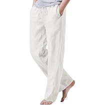 Mens Casual Linen Pants Lightweight Baggy Wide Leg Yoga Beach Summer