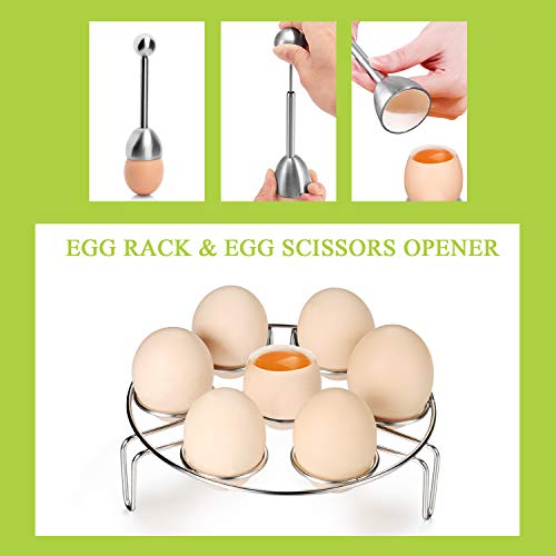 Accessories for Instant Pot - Pressure Cooker Accessories with Steamer Basket,Eggshell Cutter,Egg Rack,Egg Bites Mold,Non-Stick Springform Pan,Tong,Silicone Mini Mitts,Fits to 6,8 Qt Instant Pot