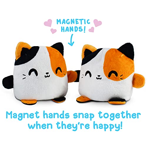 TeeTurtle - Plushmates - Magnetic Reversible Plushies that hold hands when happy - Calico Cat - Huggable and Soft Sensory Fidget Toy Stuffed Animals That Show Your Mood - Gift for Kids and Adults!