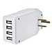 ABLEGRID® 25W 4-Port USB Wall Charger, Multi-Port USB Charger Rapid Station Charging For Apple ,Android and Tablet(White) (ICH-09SA25 (White))
