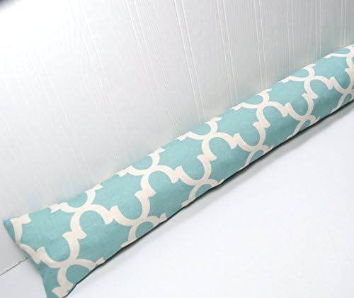 Door Draft Stopper Cedar Fill Farmhouse Aqua Blue 36 inch