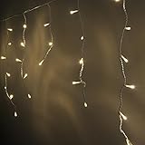 LEDwholesalers 16.4-Feet 120-LED Icicle Christmas Holiday Lights with White Wire, Warm White, X059WW