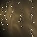 LEDwholesalers 16.4-Feet 120-LED Icicle Christmas Holiday Lights with White Wire, Warm White, X059WW