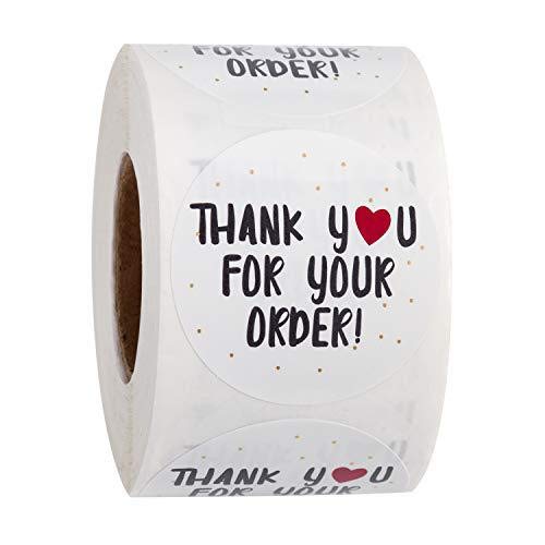 MajorCrafts 500 Labels per roll 25mm / 2.5cm Wide Black & White 'Thank You for Your Order' Round Stickers