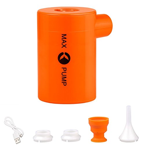 X-Lounger Portable 3600mAh Battery USB Rechargeable Electric Pump Quick Inflate Deflate Mattress Air Bed Pool Floats,Lightest with Nozzles, Orange