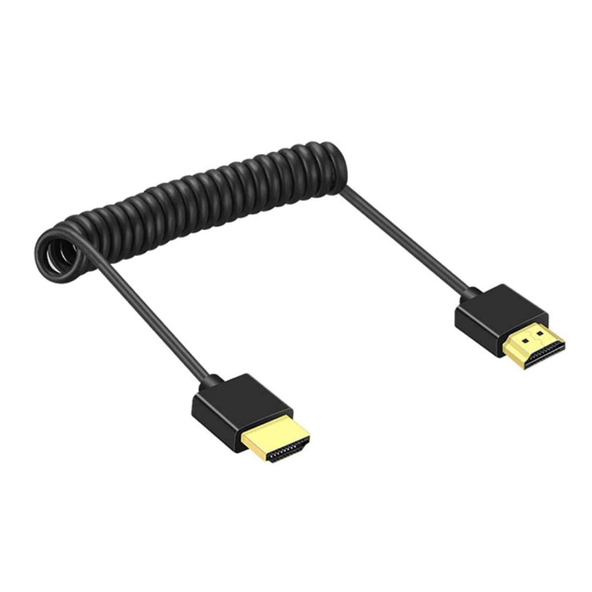 SZRMCC High Speed 4K 2.0 60P HDMI-Compliant Thin Soft Cable for Z Cam E2 Tablet Canon-So-ny DSLR Camera ATOMOS Portkeys Monitor (Coiled Cable)