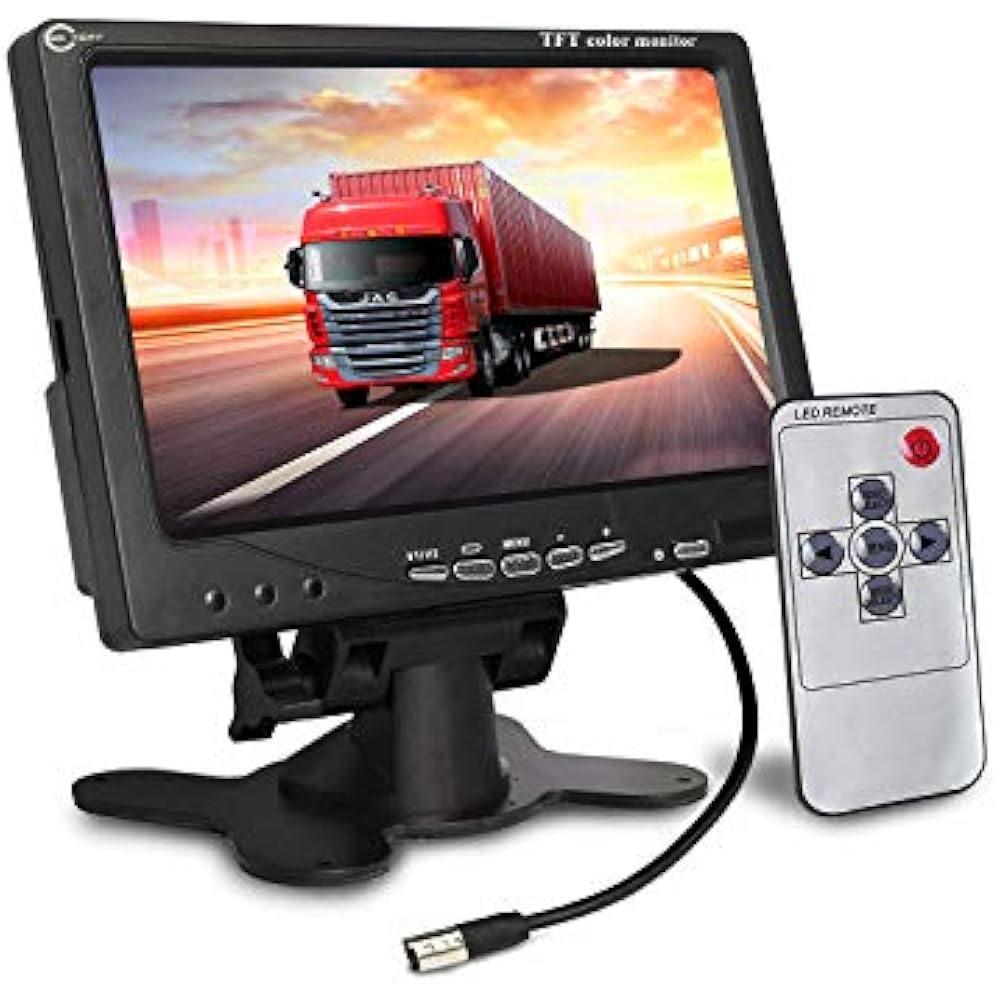 7 Inch TFT LCD Color 2 Video Input Car Rear View Monitor DVD VCR With