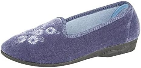 Zedzzz New Womens Ladies Luxury Comfort Velour Full Slippers Size UK 3-8 Blueberry