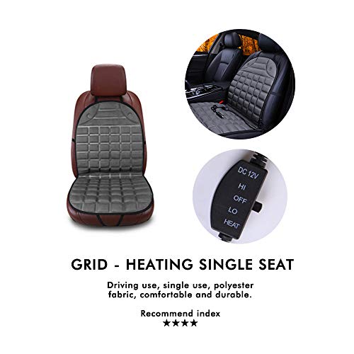 Car Heated Seat Cushion Pad, Elevin(TM) 2PCS Black Car Heated Seat Cushion Cover Auto 12V Heating Heater Warmer Pad Winter (Grey) - Thumbnail 4