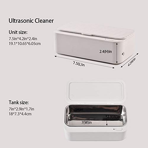 Ultrasonic Jewelry Cleaner Portable Professional Ultrasonic Machine with Basket for Cleaning Rings,Necklaces,Watches, Denture,Eyeglasses,Coins,Razors,Parts, Instruments with 16 Ounces Tank, White - Thumbnail 7