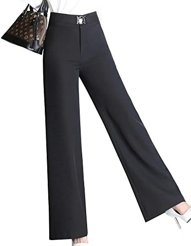 Wxian Women's Casual OL High Waist Wide Leg Pants Trousers