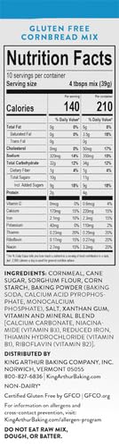KING ARTHUR FLOUR, CORNBREAD + MUFFIN MIX, GLUTEN FREE, 14 OUNCE (PACKAGING MAY VARY)