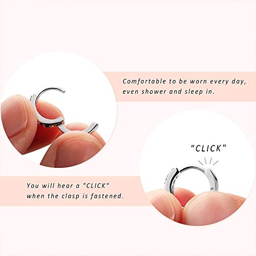 DOMEI 925 Sterling Silver Small Hoop Earrings Cubic Zirconia cartilage, Cubic Zirconia Cuff Earrings Huggie Stud, Gold Plated Huggie Earrings for Women Hypoallergenic (Delicate-Silver)