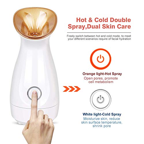 CXhome Home Facial Steamer Hot and Cold Face Steamer Nano Mist for Woman Home Spa Facial, Steamer for Face Humidifier for Moisturizing Deep Cleaning Pores Acne Blackheads - Thumbnail 2