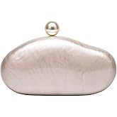 UMREN Seashell Chain Shoulder Bag for Women Acrylic Evening Clutch Bag Glitter Marble Purse Handbag for Wedding Party Prom
