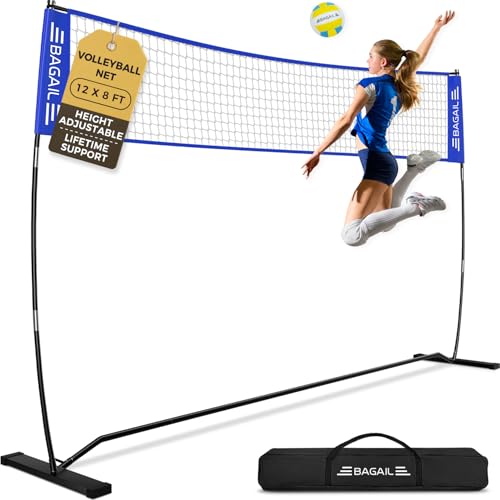BAGAIL Volleyballnetz, 3.6m Volleyballnetz für den Garten - Verstellbare Höhe, Heavy-Duty-Rahmen, Freistehendes Design - Tragbares Outdoor/Indoor-Voll