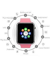 Reloj inteligente Bluetooth para teléfono celular, tarjeta SIM SD con podómetro, cámara, reproductor de música, reloj de notificación, para Android iOS mujeres y hombres