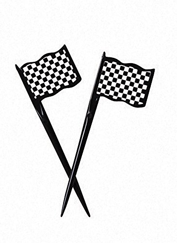 Creative Converting 12 Count Black and White Check Plastic Flag Picks