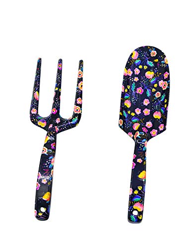 GS Tools 2 Piece Aluminum Garden Tool Set with Floral Print, Gardening Tool Kit – Hand Trowel, Fork Best Gift for Women and Children