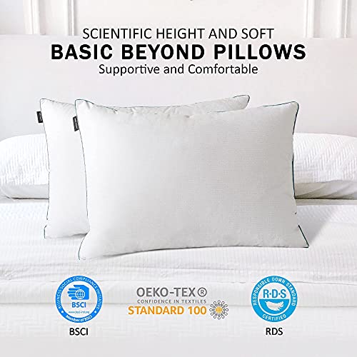 Basic Beyond Feather Pillows Standard Size Set of 2 Down Feather