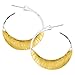 Silpada 'Good Vibes' Crescent Hoop Earrings in Sterling Silver & Brass