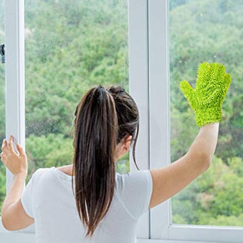 SCRUBIT Chenille Microfiber Double Sided Cleaning Gloves for car and