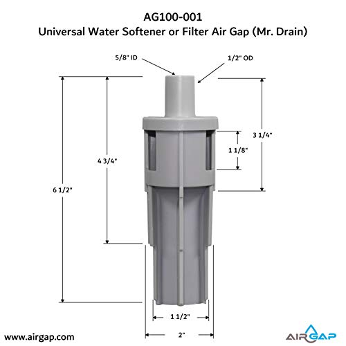 Universal Air Gap for Water Softeners and Filters with 1/2inch OD or 5