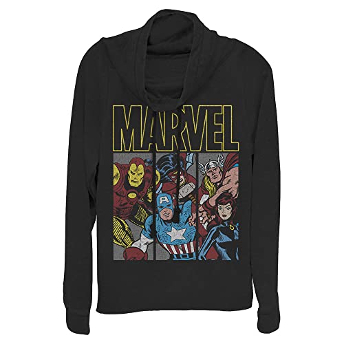 Marvel Classic Tri Women's Cowl Neck Long Sleeve Knit Top Black at Amazon