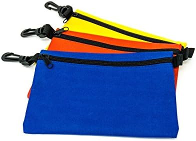 TIGRPRO Multi Purpose Clip On Canvas Polyester Storage Bag – Ideal as Zippered Tool Pouch, Office Supplies, Travel or Craft Organizer Bags – Heavy Duty, Double Stitched Durable Seams - Set of 3