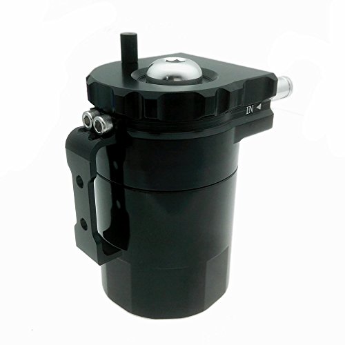 Heinmo Aluminum Alloy Universal Cylinder Car Oil Catch Can Reservoir Tank with Breather Kit Black