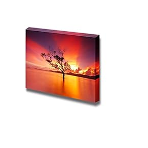 Canvas Prints Wall Art - Majestic View of a Tree Stands Alone in The Sunset | Modern Wall Decor/Home Decoration Stretched Gallery Canvas Wrap Giclee Print. Ready to Hang - 12" x 18"