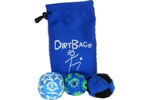 DIRTBAG All Star Footbag Hacky Sack 3 Pack with Pouch, 100% Handmade, Premium Quality, Bright Vivid Colors, Signature Carry Bag