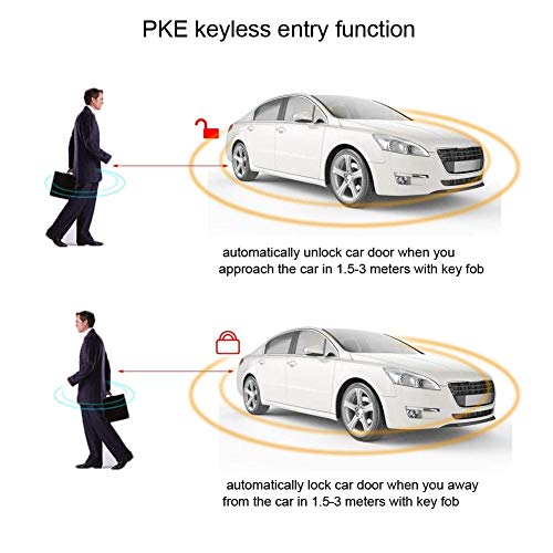 Cuque DC12V Universal Car Alarm System Engine Ignition Keyless Entry Push Button Remote Starter, RFID Identification PKE Induction Anti-Theft System