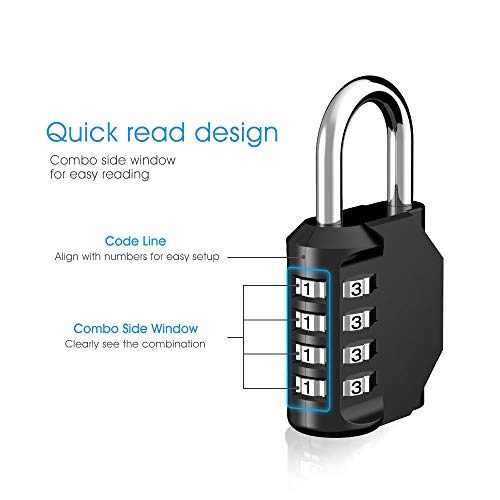 Combination Lock, 2 Pack, 4 Digit Combination Padlock for School Gym Sports Locker, Fence, Toolbox, Case, Hasp Cabinet Storage - Thumbnail 2