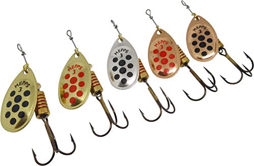 Angel-Spinner-Set, 5 Stück, beste Auswahl von Mepps, Savage Gear, Blue Fox – beste Köder für Barsch, Forelle, Lachs…