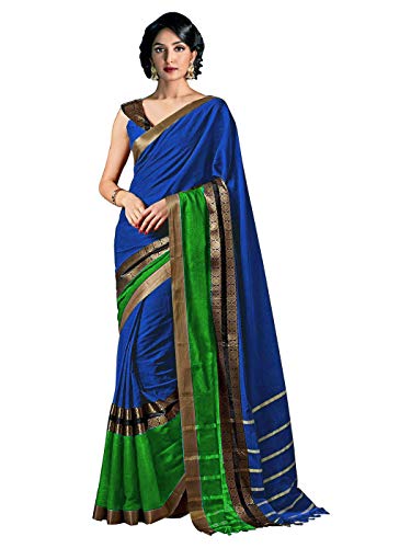 ELINA FASHION Sarees for Women Cotton Silk Woven Saree l Indian Wedding Gift Sari with Unstitched Blouse