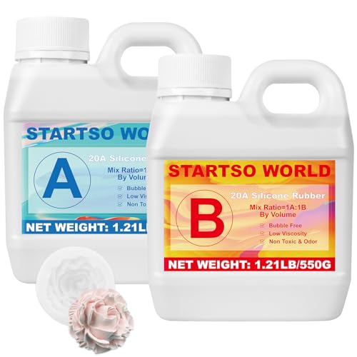 STARTSO WORLD Impression Silicone, 1L 20A Liquid Silicone/Casting Silicone, Translucent Silicone Rubber for Mould Making, Ideal for DIY Resin Moulds, Candle Mould, Soap Mould, Casting, Crafts